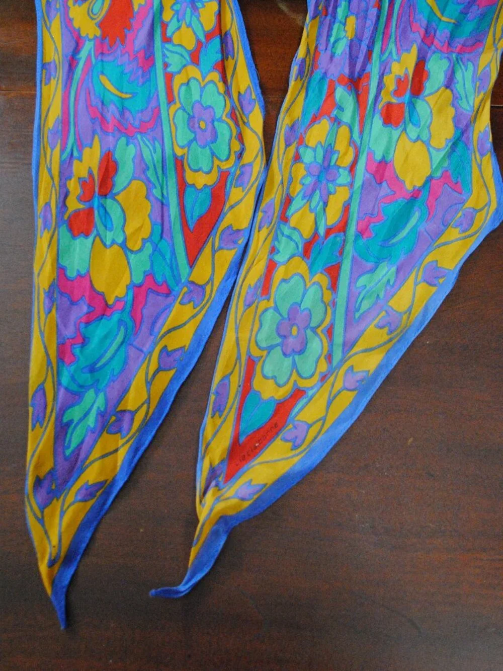 Vintage Liz Claiborne Long Skinny Floral Silk Scarf